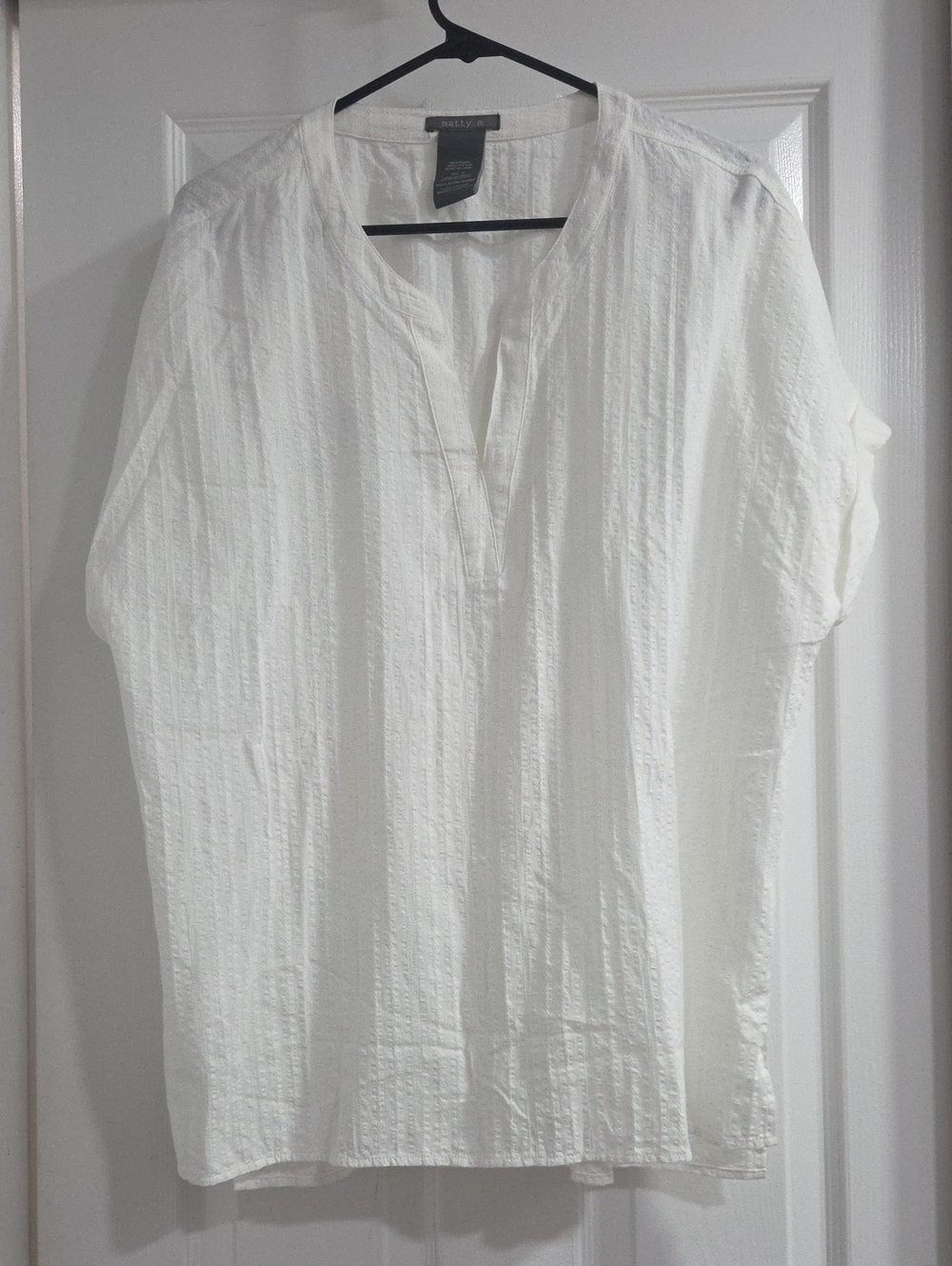 Matty M White Casual Textured Button-Down Shirt